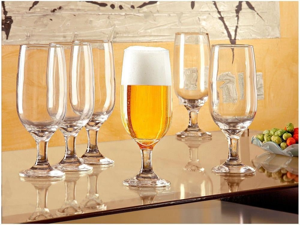 Jogo de Taças de Vidro para Cerveja 6 Peças 300ml Nadir Floripa - Shopp Brasil