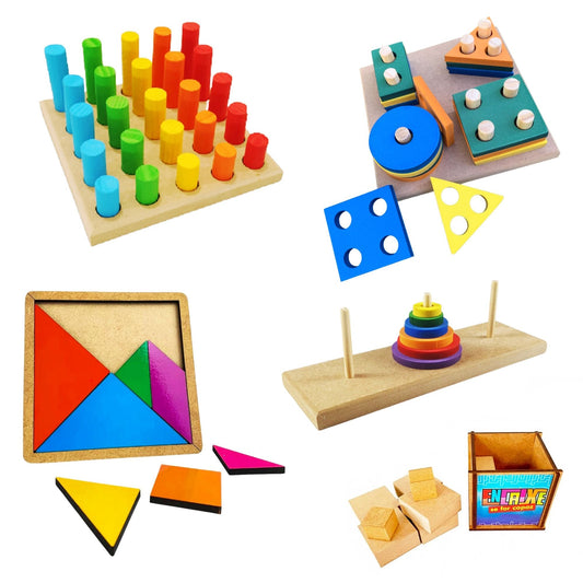 Kit 5 Brinquedos Educativo Infantil em Madeira e EVA Pedagógico Lúdico - Shopp Brasil