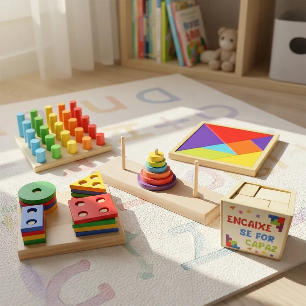 Kit 5 Brinquedos Educativo Infantil em Madeira e EVA Pedagógico Lúdico - Shopp Brasil