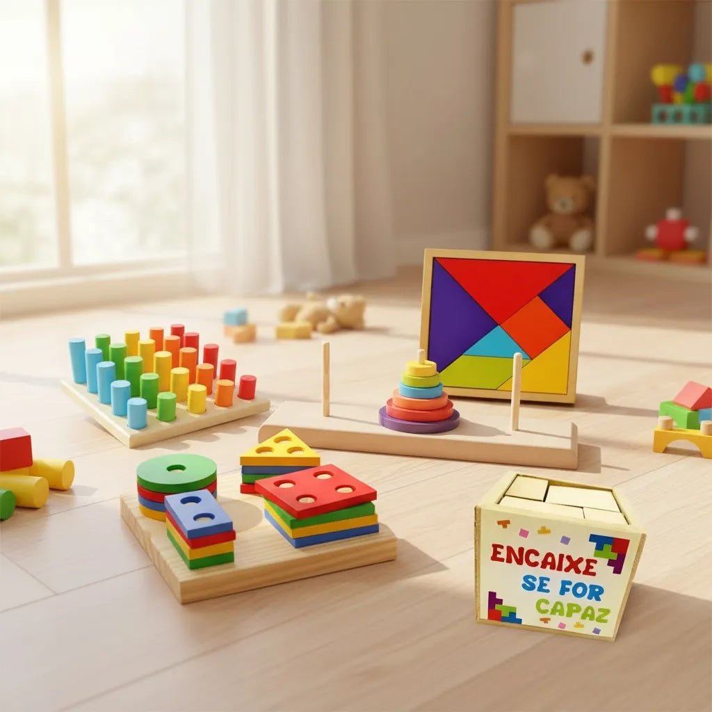 Kit 5 Brinquedos Educativo Infantil em Madeira e EVA Pedagógico Lúdico - Shopp Brasil