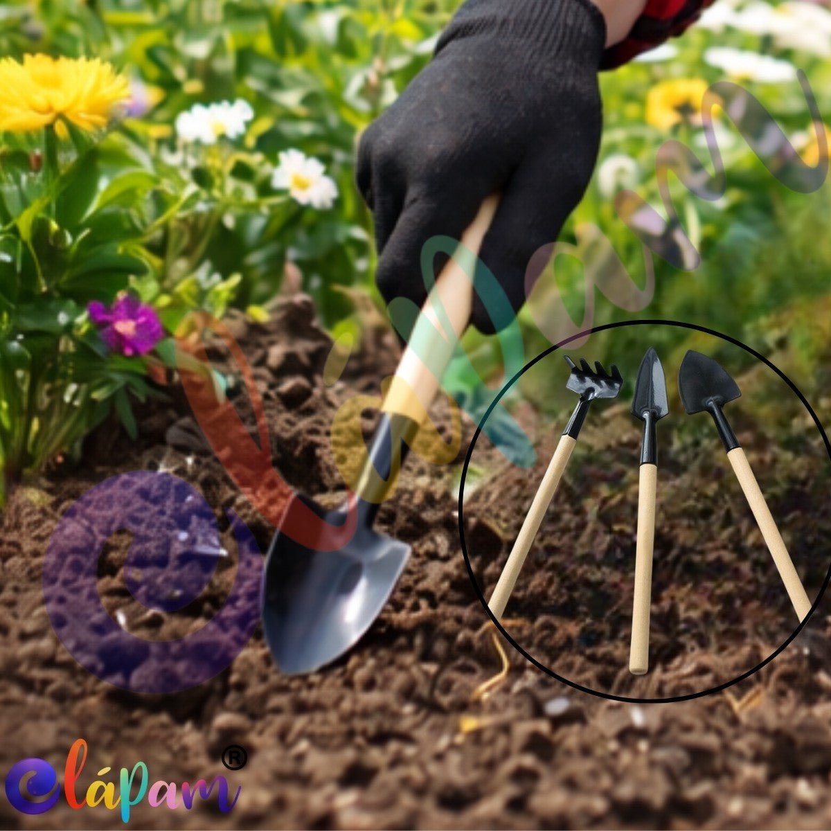 Kit Ferramentas Jardinagem Bonsai 3 Peças Mini Pá Ancinho Transplantador. - Shopp Brasil