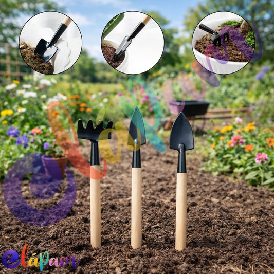 Kit Ferramentas Jardinagem Bonsai 3 Peças Mini Pá Ancinho Transplantador. - Shopp Brasil