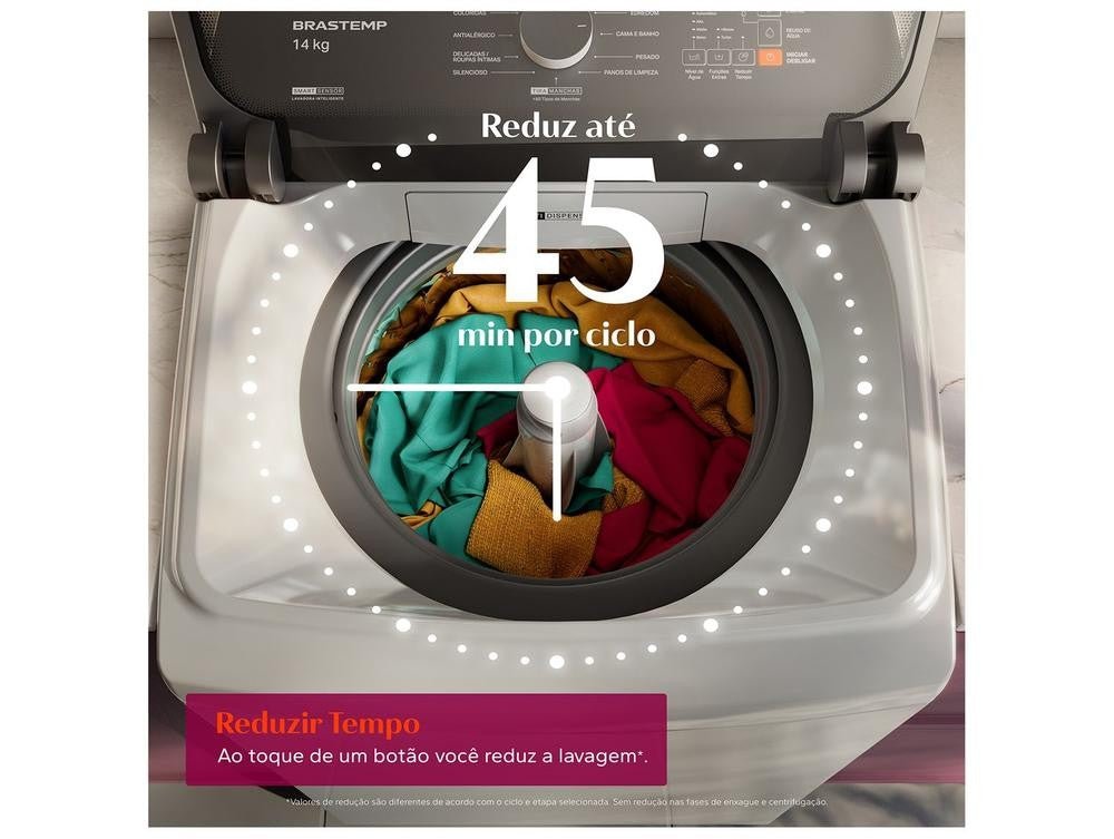Lavadora de Roupas Brastemp 14kg Cesto Inox 12 Programas de Lavagem Branca BWJ14AB - 110V - Shopp Brasil