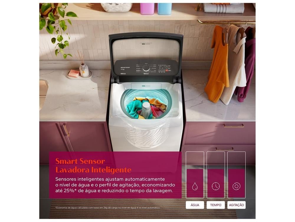 Lavadora de Roupas Brastemp 14kg Cesto Inox 12 Programas de Lavagem Branca BWJ14AB - 110V - Shopp Brasil