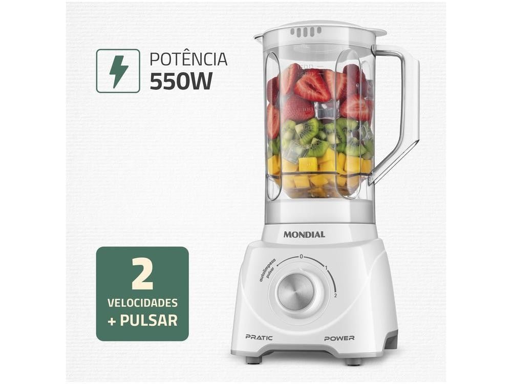 Liquidificador Mondial Pratic Power L - 97 - W 2 Velocidades + Pulsar 550W Branco 110v - Shopp Brasil