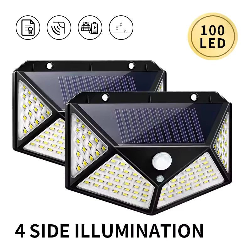 Luzes de Parede Solares LED 100 para Exterior com Sensor de Movimento. - Shopp Brasil