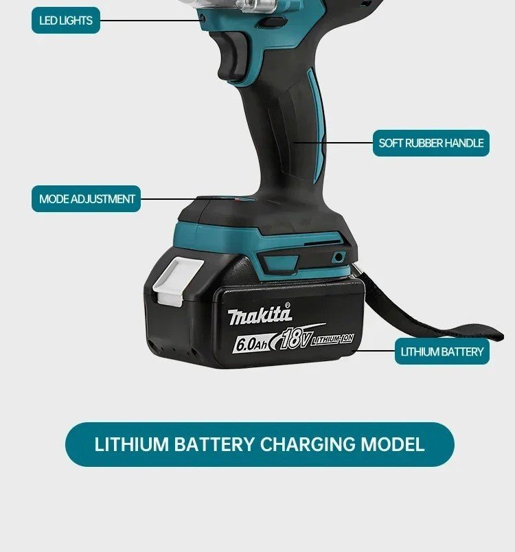 Makita DTW285 chave de impacto de alto torque, chave portátil recarregável - Shopp Brasil