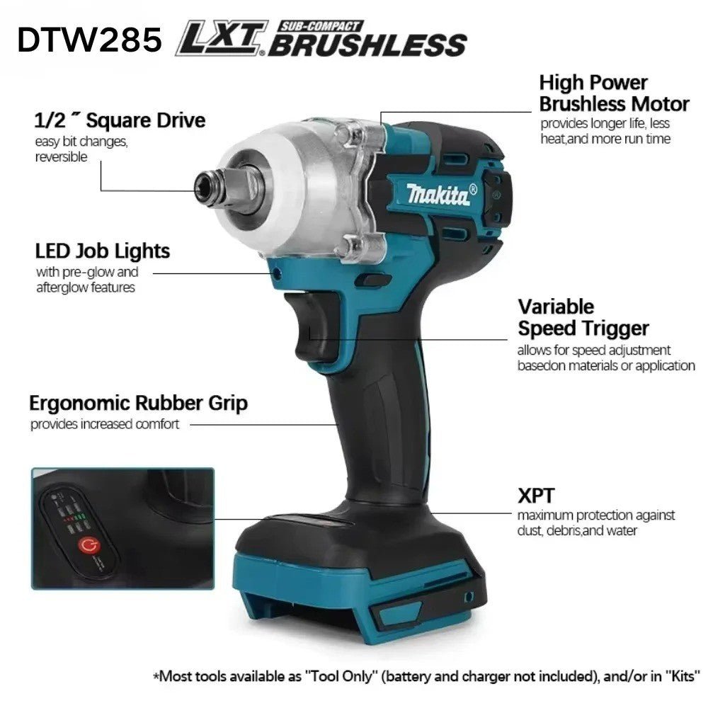 Makita DTW285 chave de impacto de alto torque, chave portátil recarregável - Shopp Brasil
