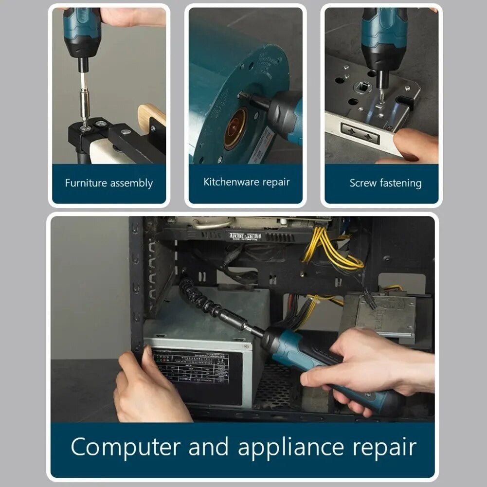 Mini chave de fenda elétrica sem fio furadeira multifuncional,ajuste recarregável - Shopp Brasil