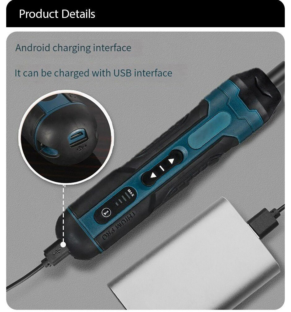 Mini chave de fenda elétrica sem fio furadeira multifuncional,ajuste recarregável - Shopp Brasil