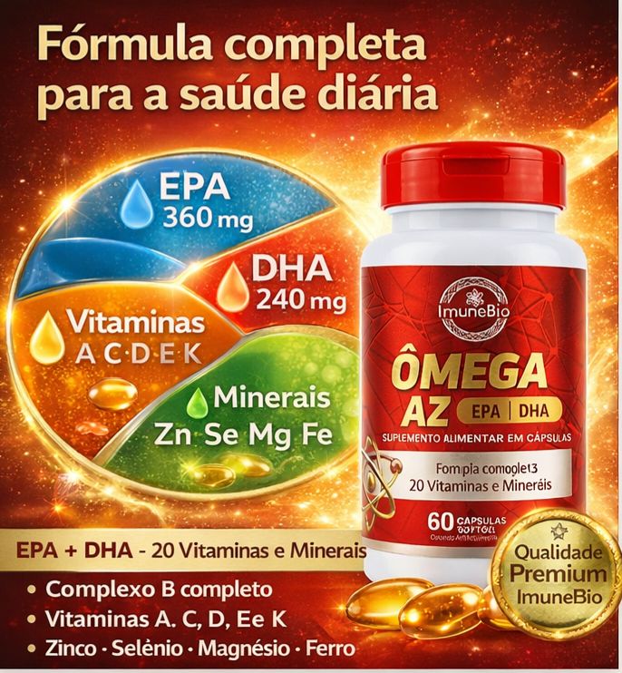 Ômega 3 Multivitamínico A - Z - 20 Vitaminas e Minerais + EPA DHA 1400 mg - 60 Caps - Shopp Brasil