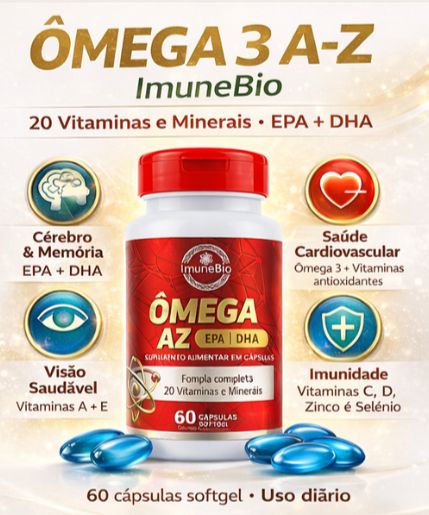 Ômega 3 Multivitamínico A - Z - 20 Vitaminas e Minerais + EPA DHA 1400 mg - 60 Caps - Shopp Brasil