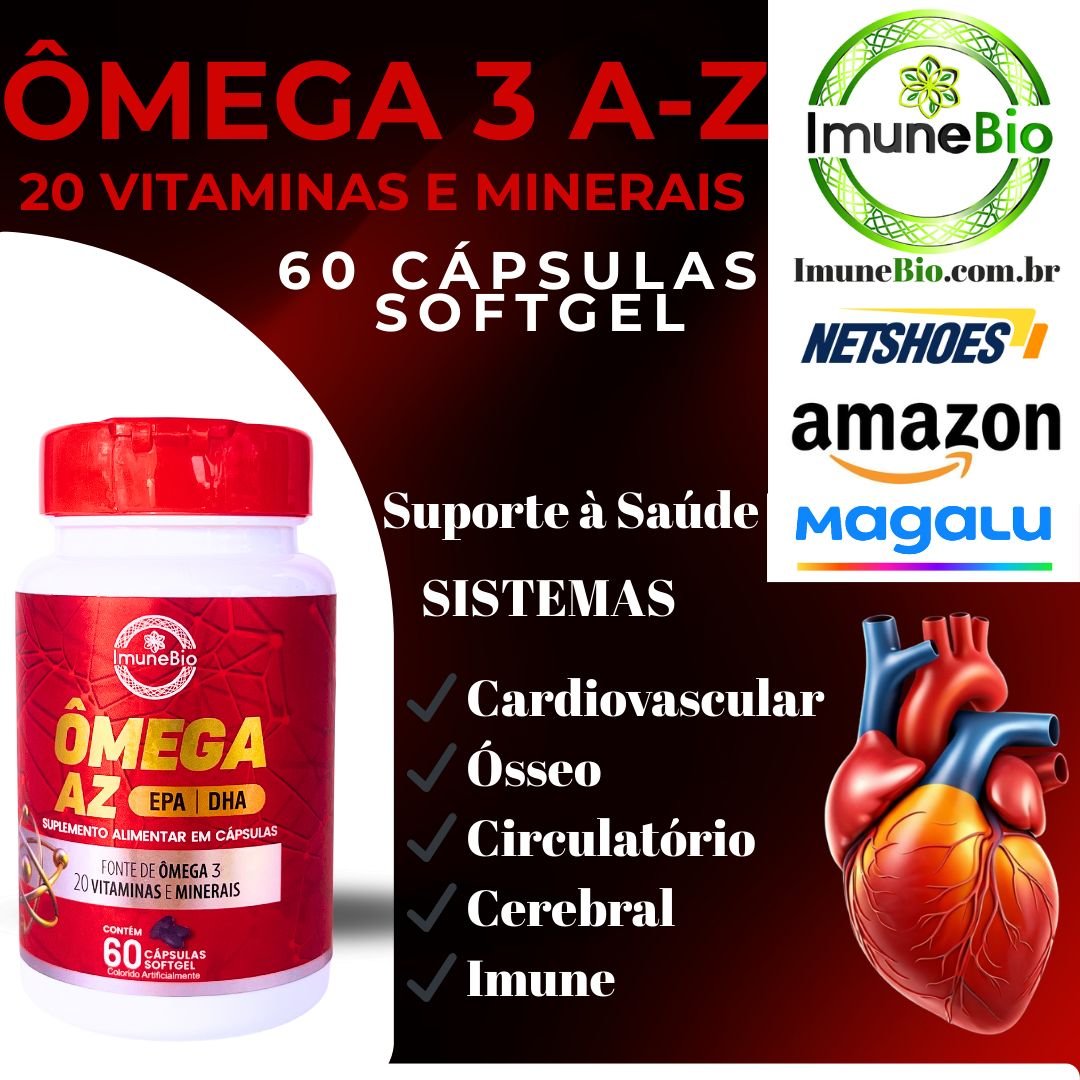Ômega 3 Multivitamínico A - Z - 20 Vitaminas e Minerais + EPA DHA 1400 mg - 60 Caps - Shopp Brasil