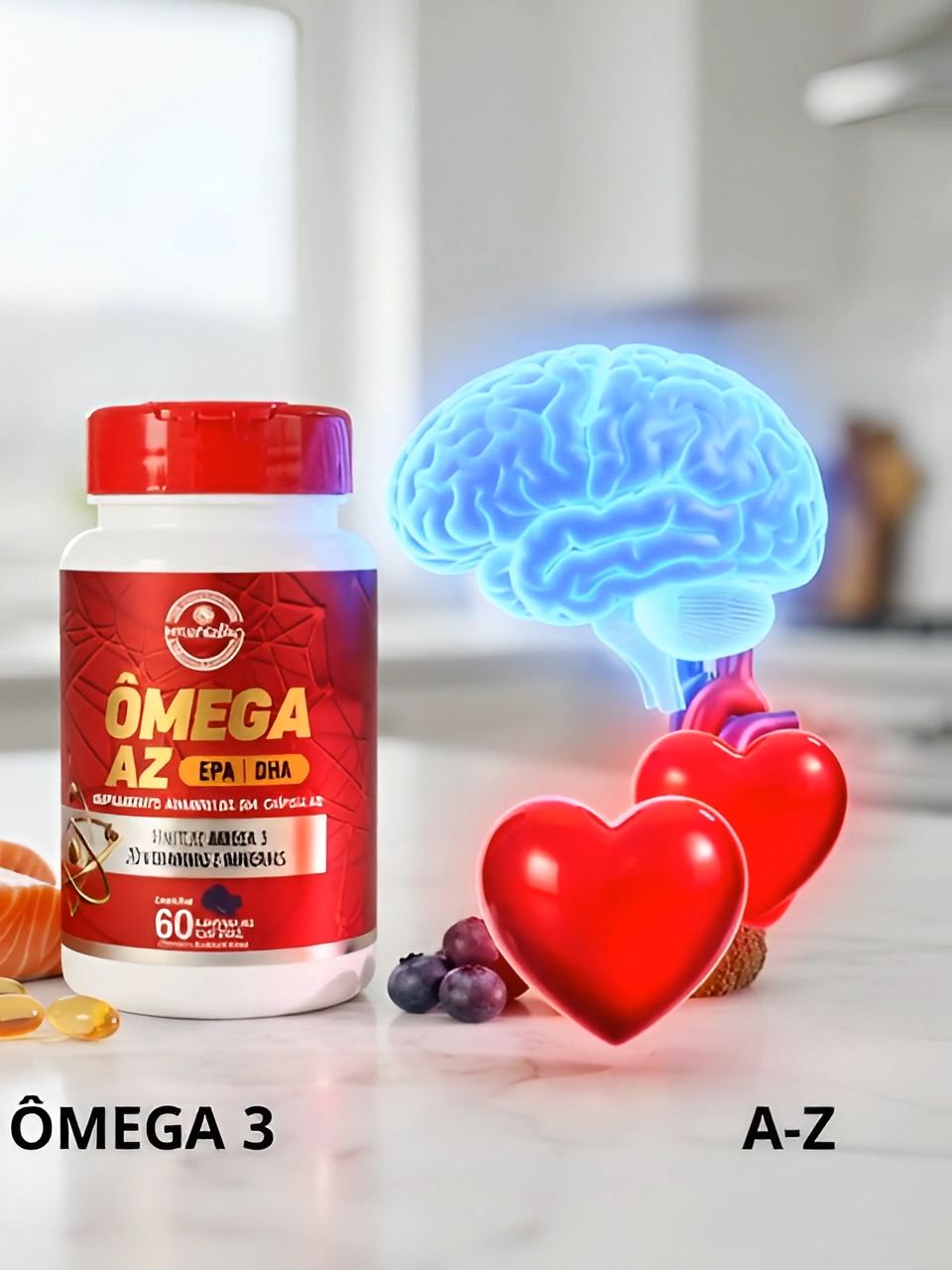 Ômega 3 Multivitamínico A - Z - 20 Vitaminas e Minerais + EPA DHA 1400 mg - 60 Caps - Shopp Brasil