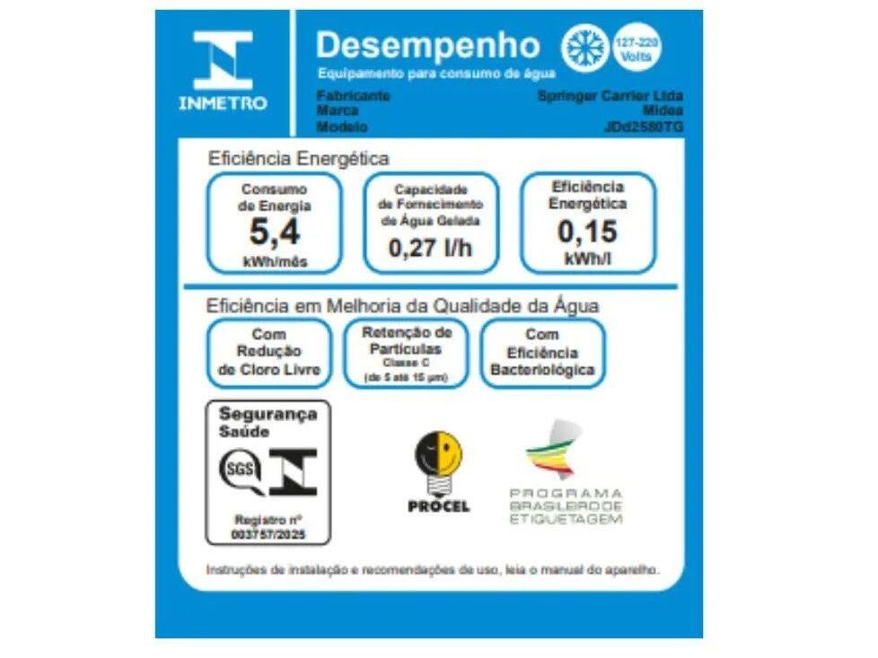 Purificador de Água Midea de Mesa e Parede Elétrico Cinza Slim Pure JDD2580TG. - Shopp Brasil