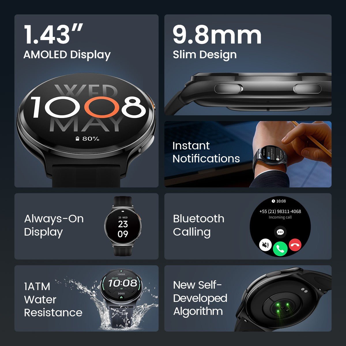 Relogio inteligente HAYLOU Solar Lite 2 AMOLED 24h Monitoramento de Saúde - Shopp Brasil