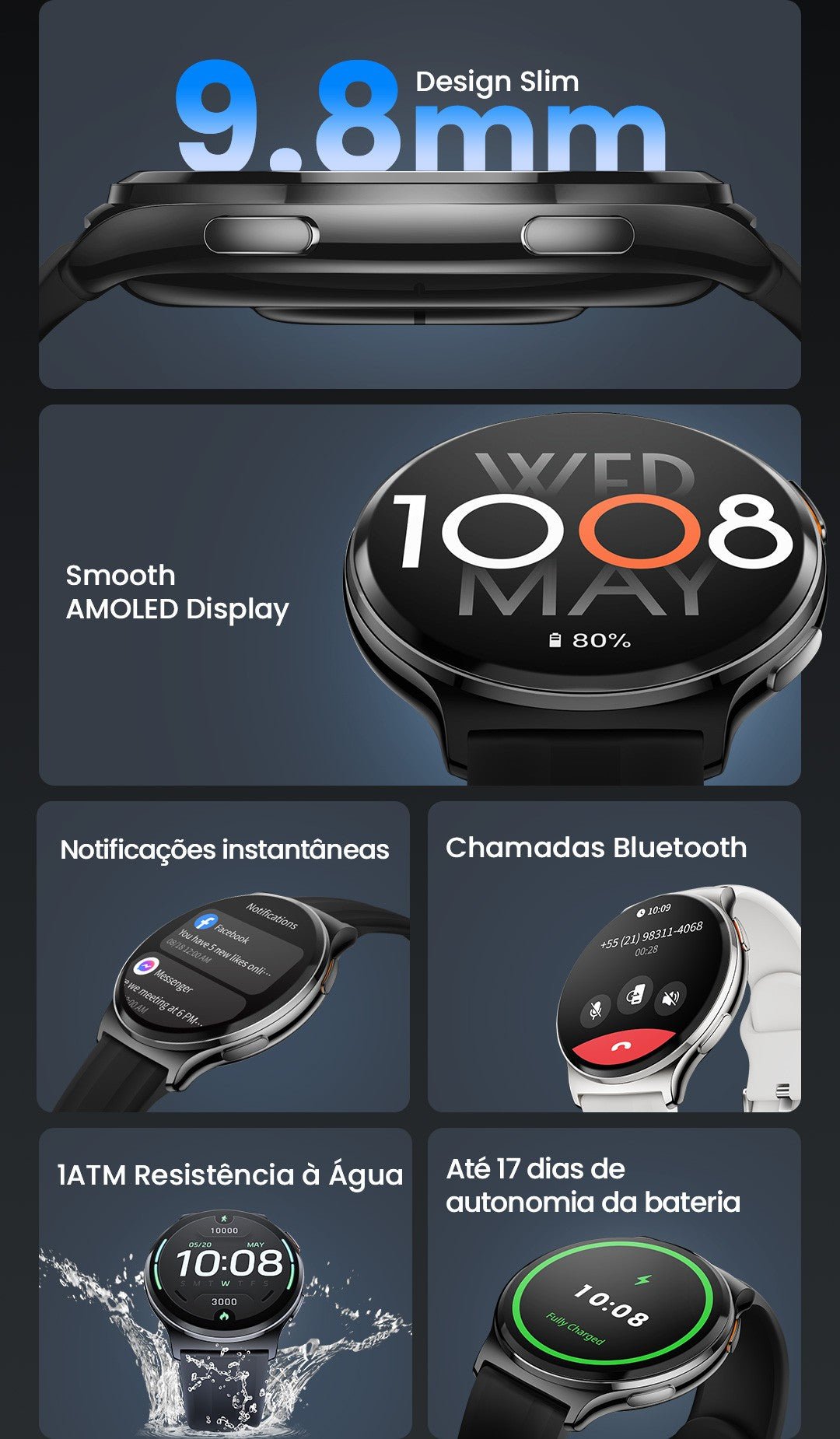 Relogio inteligente HAYLOU Solar Lite 2 AMOLED 24h Monitoramento de Saúde - Shopp Brasil