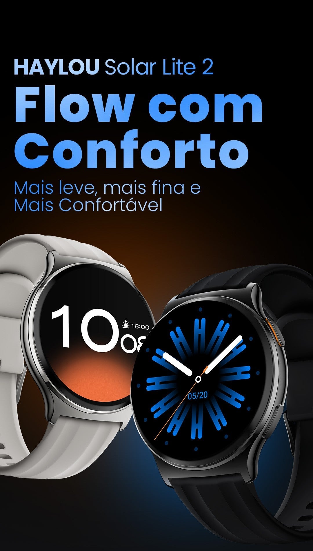 Relogio inteligente HAYLOU Solar Lite 2 AMOLED 24h Monitoramento de Saúde - Shopp Brasil