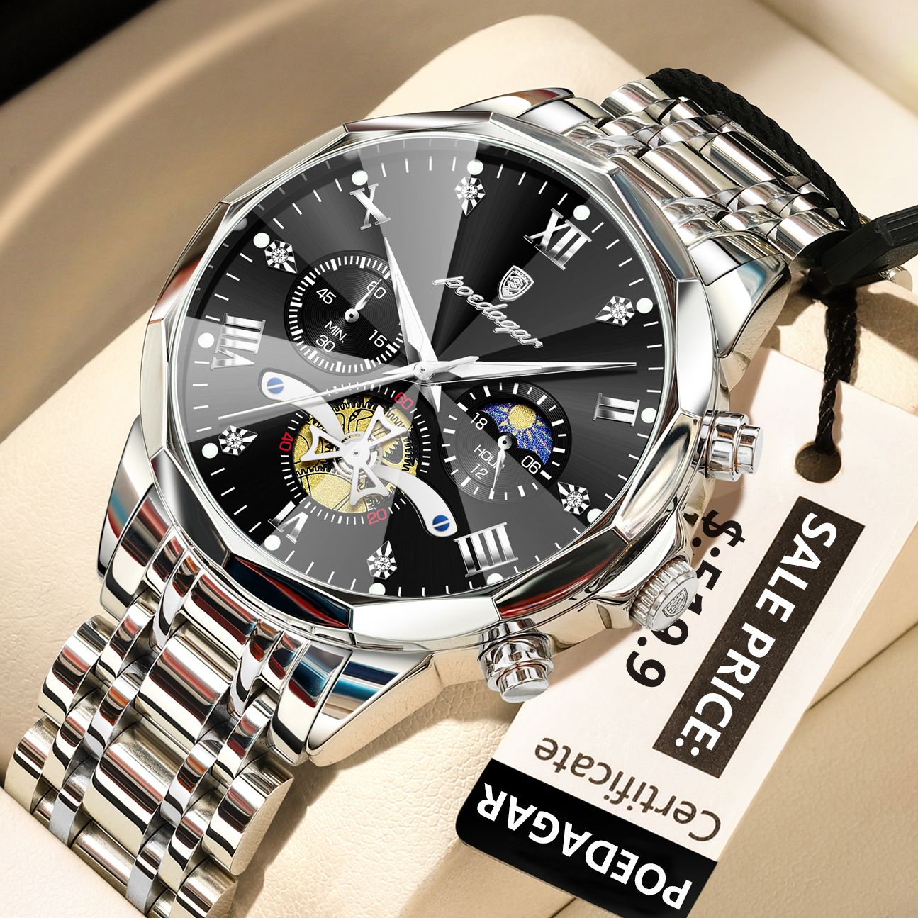 Relógio Masculino Luxuoso Marca Poedagar. - Shopp Brasil