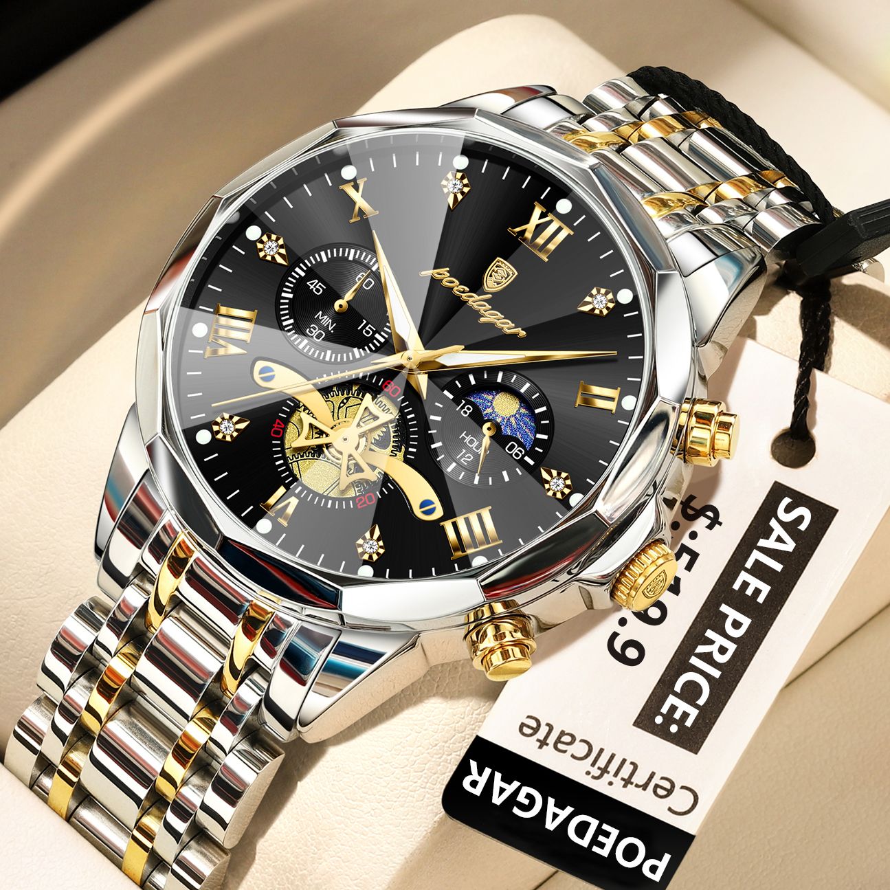 Relógio Masculino Luxuoso Marca Poedagar. - Shopp Brasil