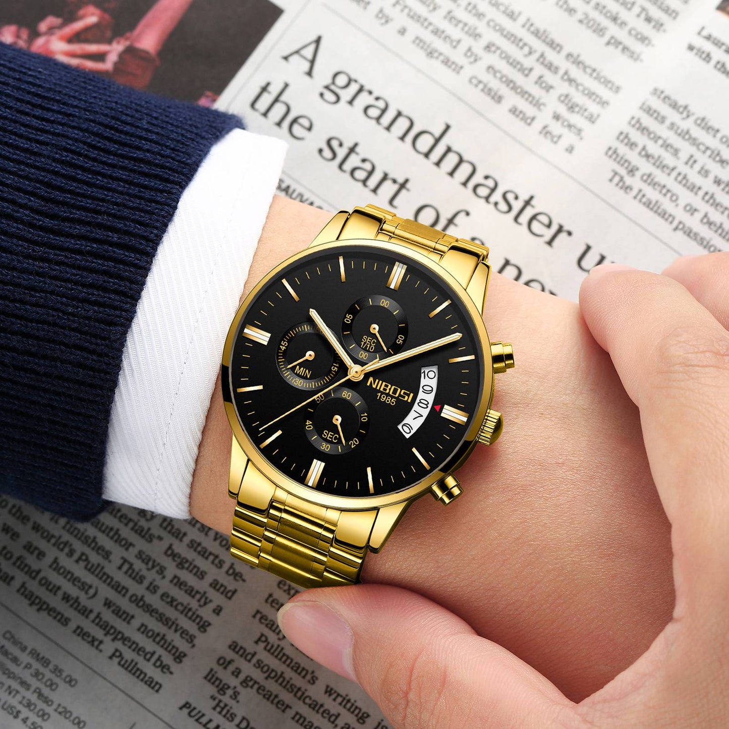 Relogio Masculino Nibosi Luxo. Presenteie Seu Amor. - Shopp Brasil