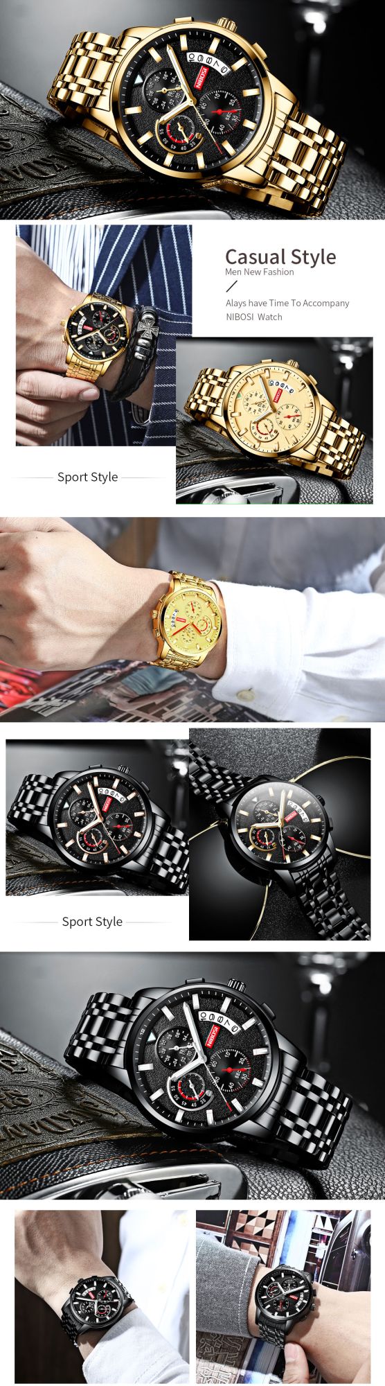 Relógios Masculinos Luxuoso , Nibosi. - Shopp Brasil