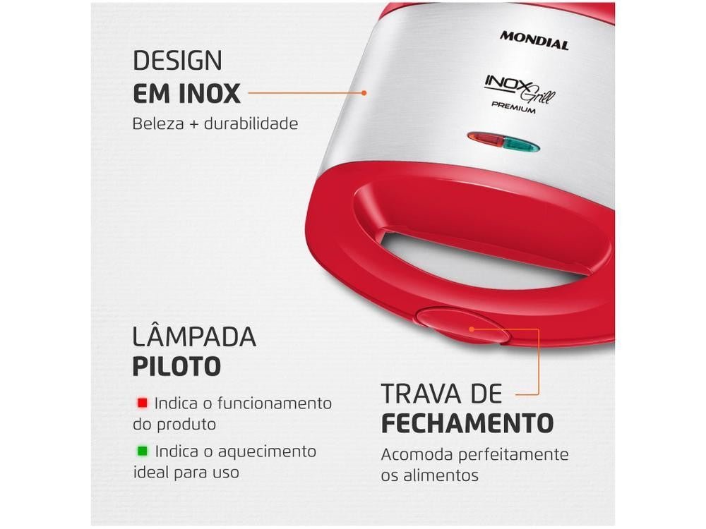 Sanduicheira Grill Mondial Premium S - 19 - 110V - Shopp Brasil