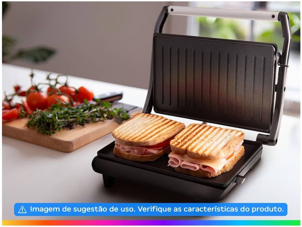 Sanduicheira/Grill Britânia Prensa BGR27I 2 em 1 Prata 850W - 110V - Shopp Brasil