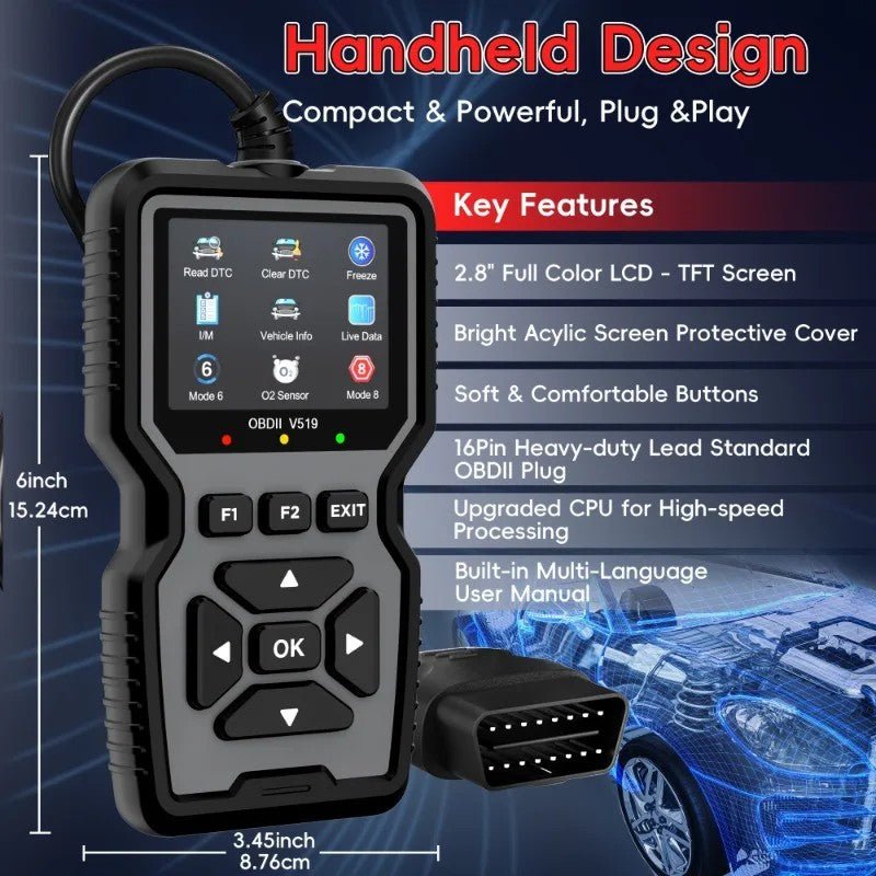 Scanner OBD2 V519 - Inspeção e Diagnóstico de Falhas de Veículos. - Shopp Brasil