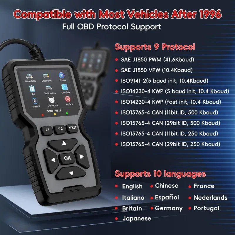 Scanner OBD2 V519 - Inspeção e Diagnóstico de Falhas de Veículos. - Shopp Brasil