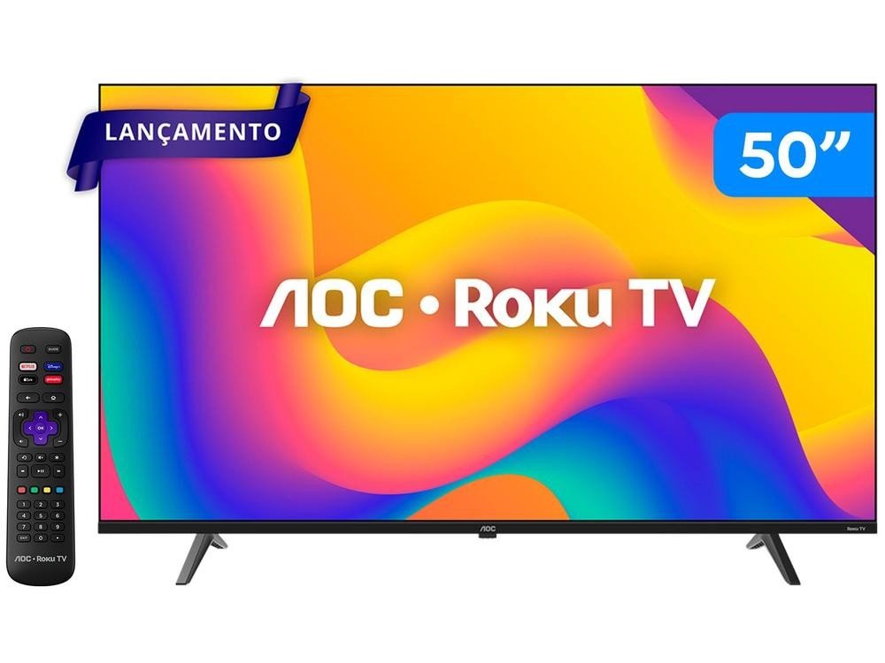 Smart TV 50" AOC 4K DLED 50U7045/78G Roku TV Quad Core 3 HDMI - Shopp Brasil