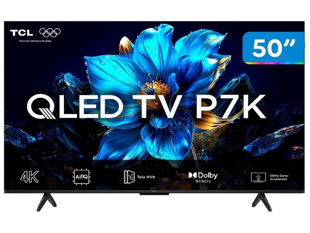 Smart TV 50" TCL 4K UHD QLED 50P7K Google TV AiPQ Google Assistente 3 HDMI - Shopp Brasil
