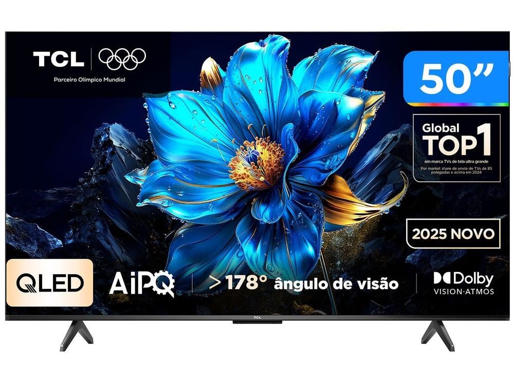 Smart TV 50" TCL 4K UHD QLED 50P7K Google TV AiPQ Google Assistente 3 HDMI - Shopp Brasil