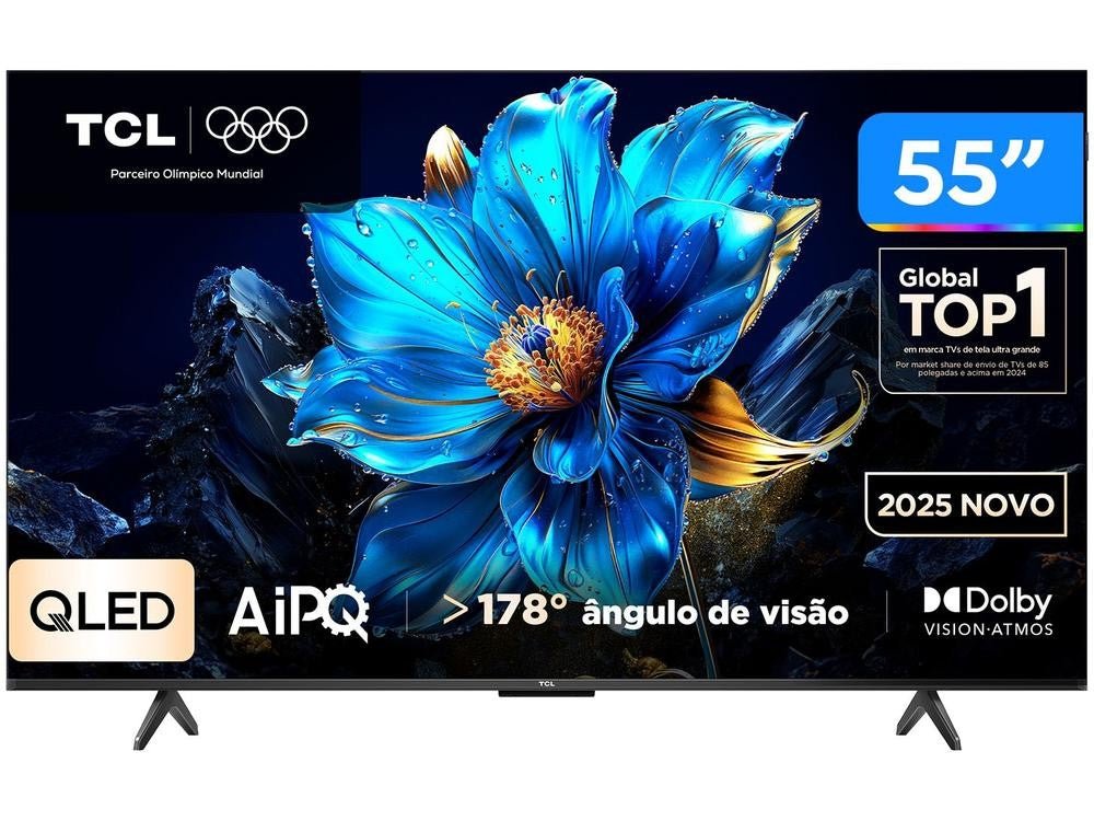 Smart TV 55" TCL 4K UHD QLED 55P7K Google TV AiPQ Google Assistente 3 HDMI. - Shopp Brasil