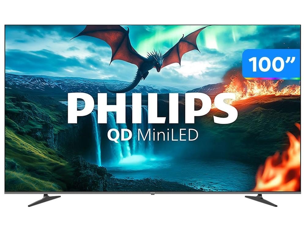 Smart TV Philips 100" 4K UHD QD - Mini LED 100MLED800/FG 120Hz Android - Shopp Brasil