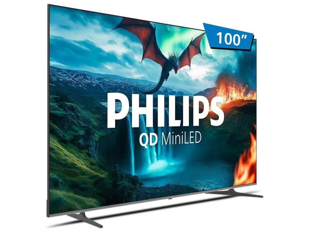 Smart TV Philips 100" 4K UHD QD - Mini LED 100MLED800/FG 120Hz Android - Shopp Brasil