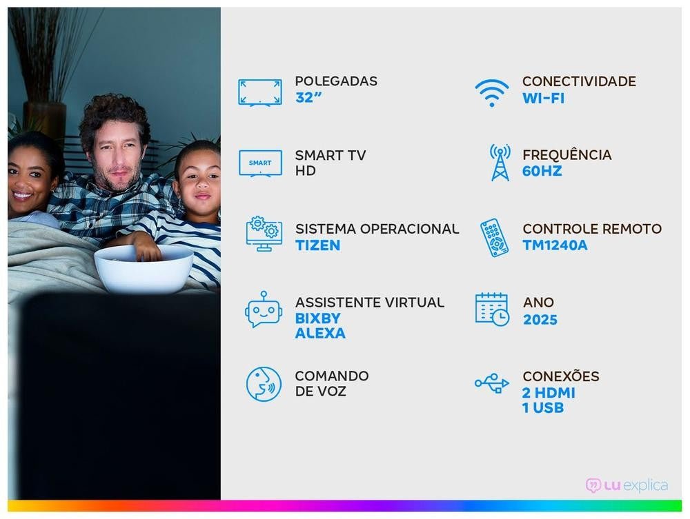 Smart TV Samsung HD 32H5000F de 32" com Tizen, Alexa e 2 entradas HDMI. - Shopp Brasil
