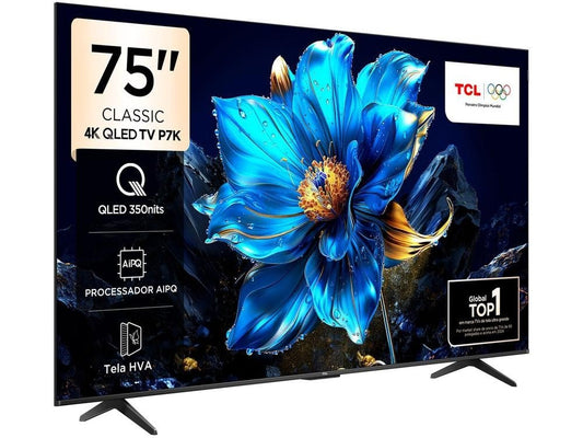 Smart TV TCL 75" 4K UHD QLED 75P7K Google TV AiPQ Google Assistente 3 HDMI 1 USB. - Shopp Brasil