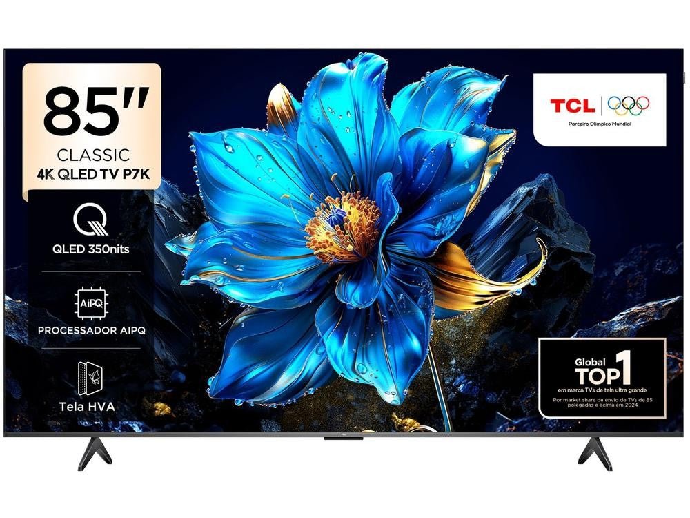 Smart TV TCL 85" 4K UHD QLED 85P7K Google TV AiPQ Google Assistente 3 HDMI - Shopp Brasil