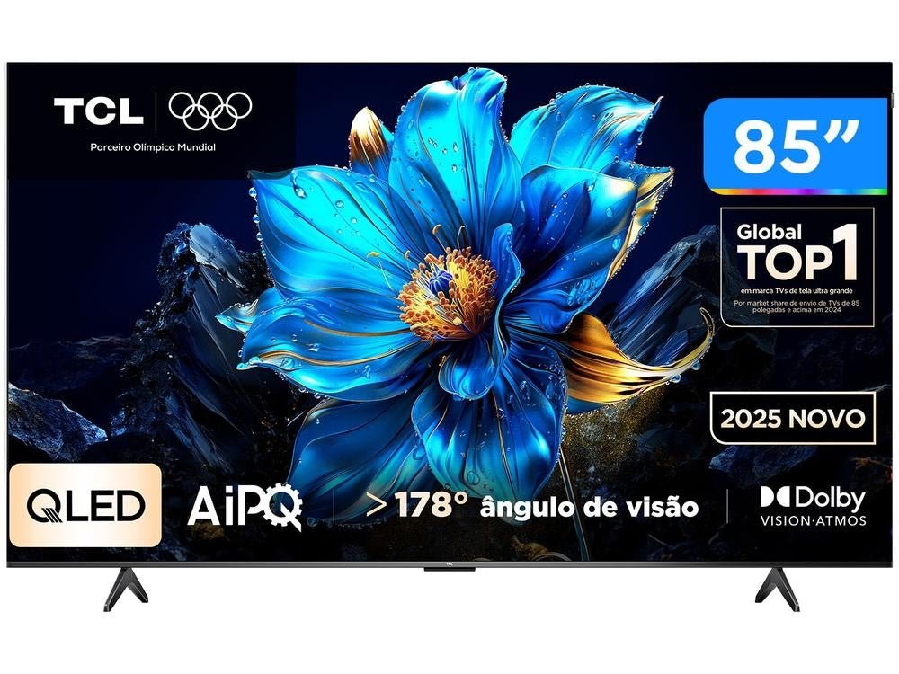Smart TV TCL 85" 4K UHD QLED 85P7K Google TV AiPQ Google Assistente 3 HDMI - Shopp Brasil