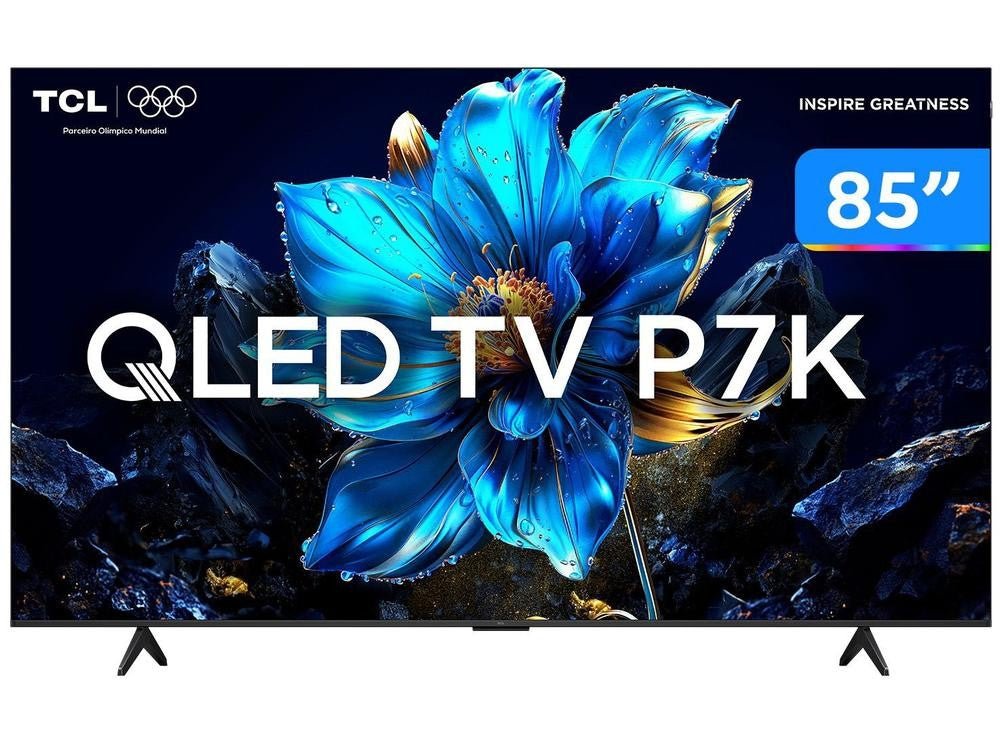 Smart TV TCL 85" 4K UHD QLED 85P7K Google TV AiPQ Google Assistente 3 HDMI - Shopp Brasil