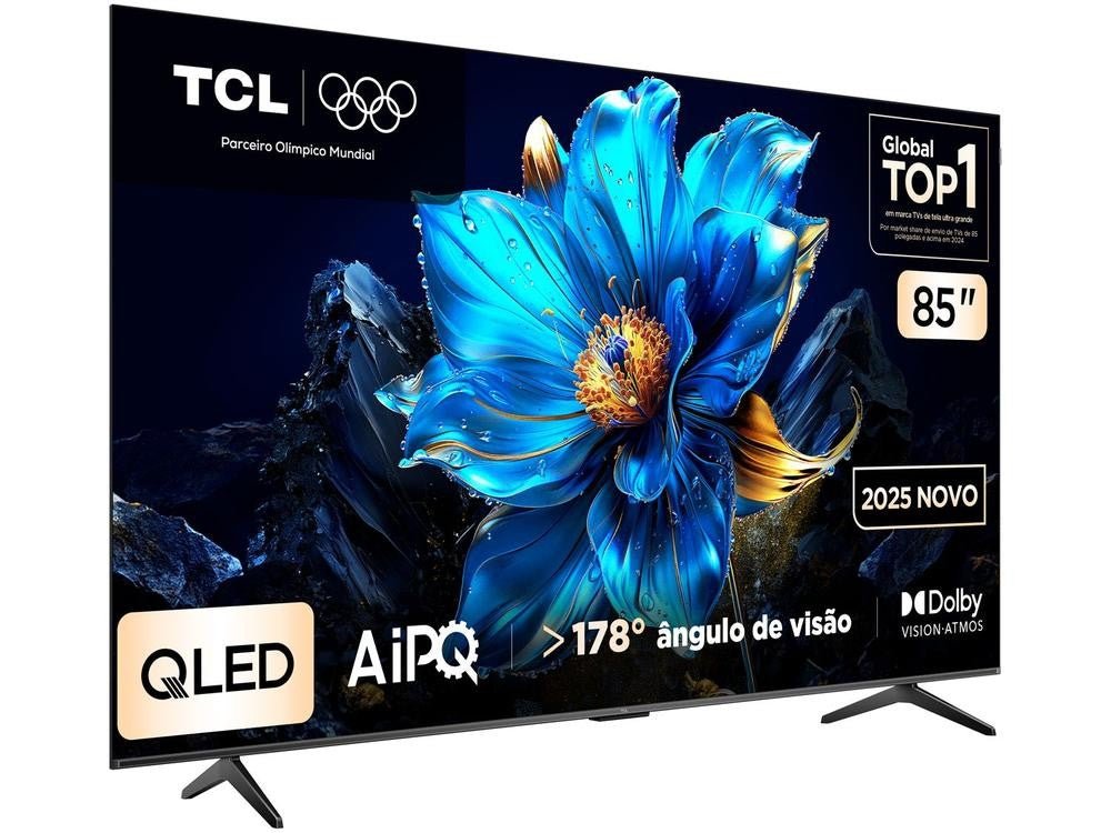 Smart TV TCL 85" 4K UHD QLED 85P7K Google TV AiPQ Google Assistente 3 HDMI - Shopp Brasil