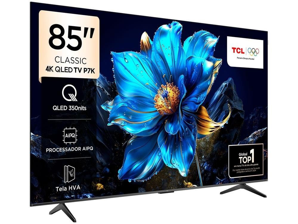 Smart TV TCL 85" 4K UHD QLED 85P7K Google TV AiPQ Google Assistente 3 HDMI - Shopp Brasil