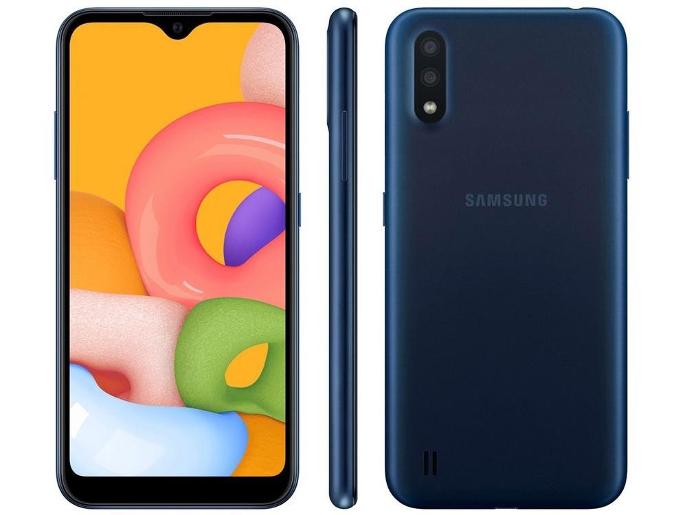 Smartphone Samsung Galaxy A01 32GB Azul Octa - Core - 2GB RAM Tela 5,7” Câm. Dupla - Shopp Brasil