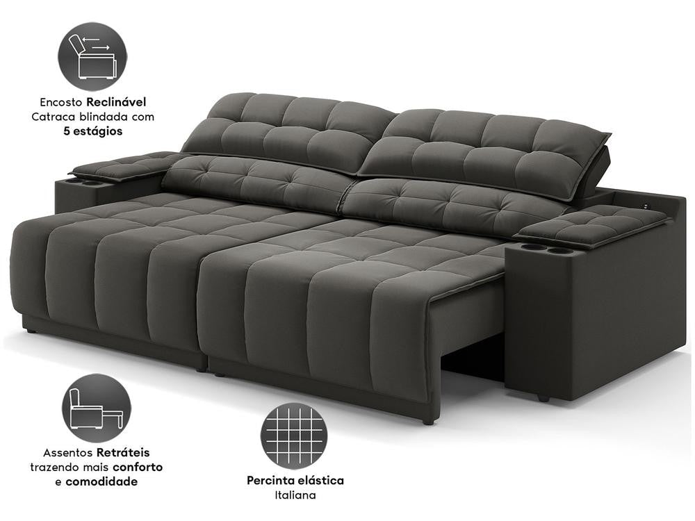 Sofá 3 Lugares Retrátil Reclinável Velosuede Quebec Next Sofás - Shopp Brasil