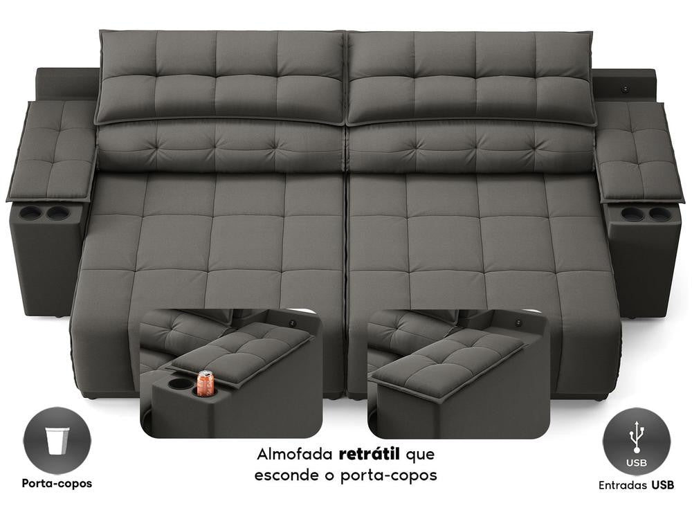 Sofá 3 Lugares Retrátil Reclinável Velosuede Quebec Next Sofás - Shopp Brasil