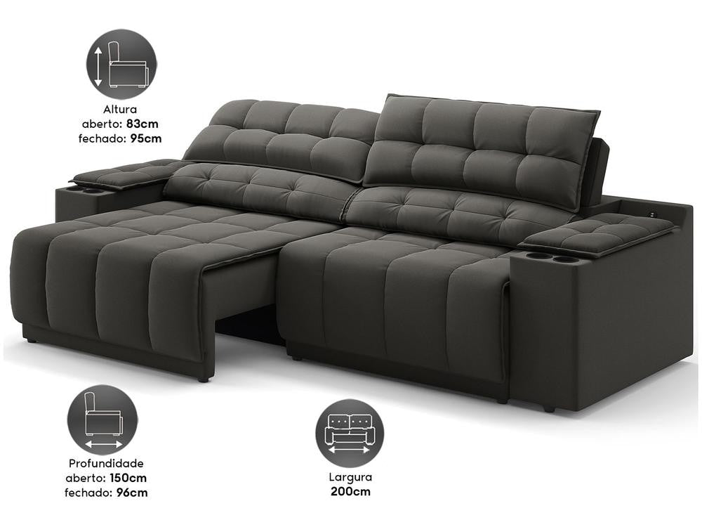 Sofá 3 Lugares Retrátil Reclinável Velosuede Quebec Next Sofás - Shopp Brasil