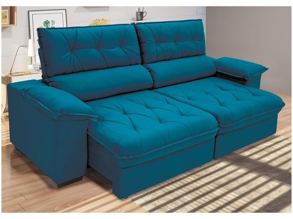 Sofá Retrátil Reclinável 3 Lugares Suede Hannover Linoforte - Shopp Brasil