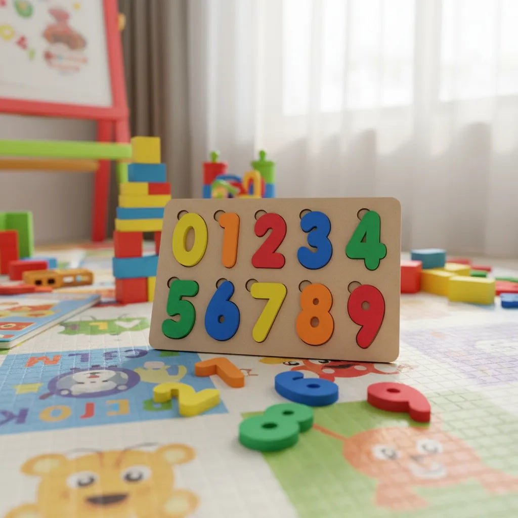 Tabuleiro Numerais base e 10 números em Madeira e EVA Pedaógico Educativo - Shopp Brasil
