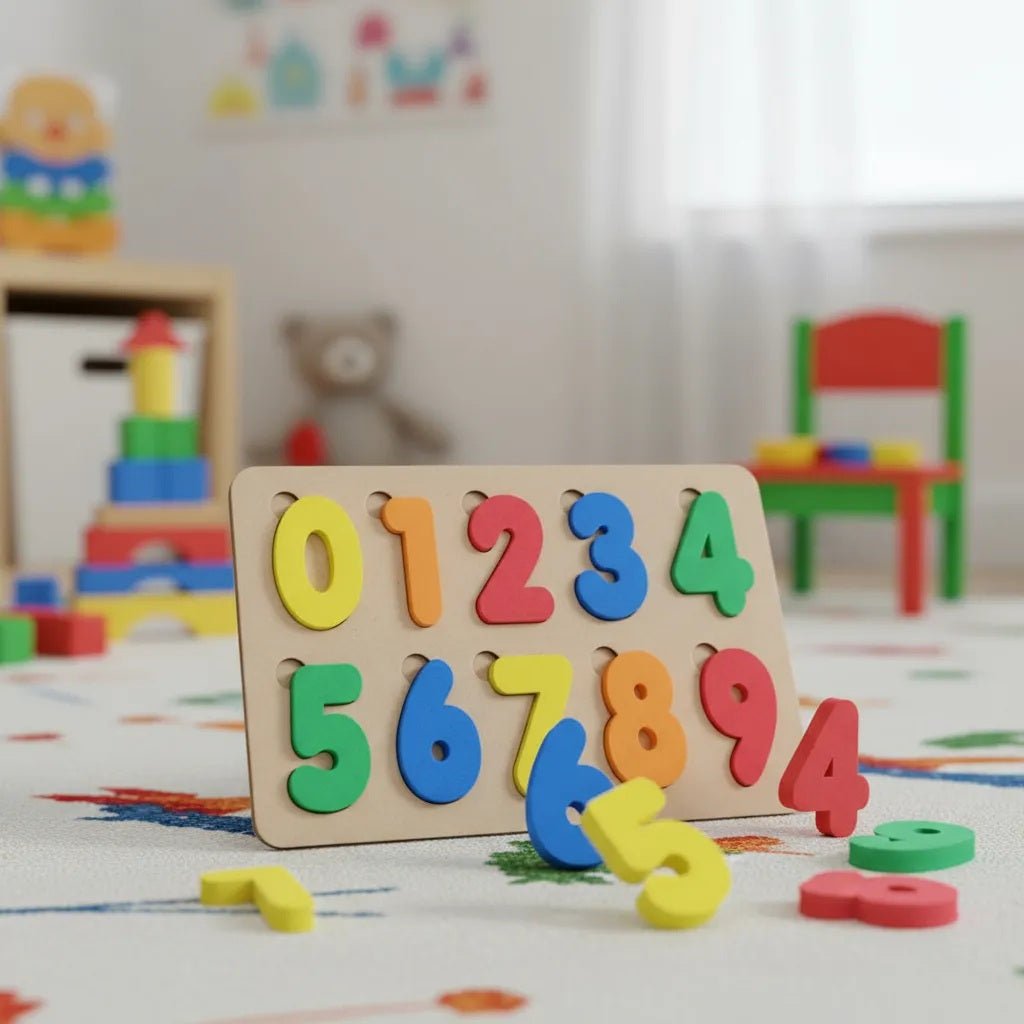 Tabuleiro Numerais base e 10 números em Madeira e EVA Pedaógico Educativo - Shopp Brasil